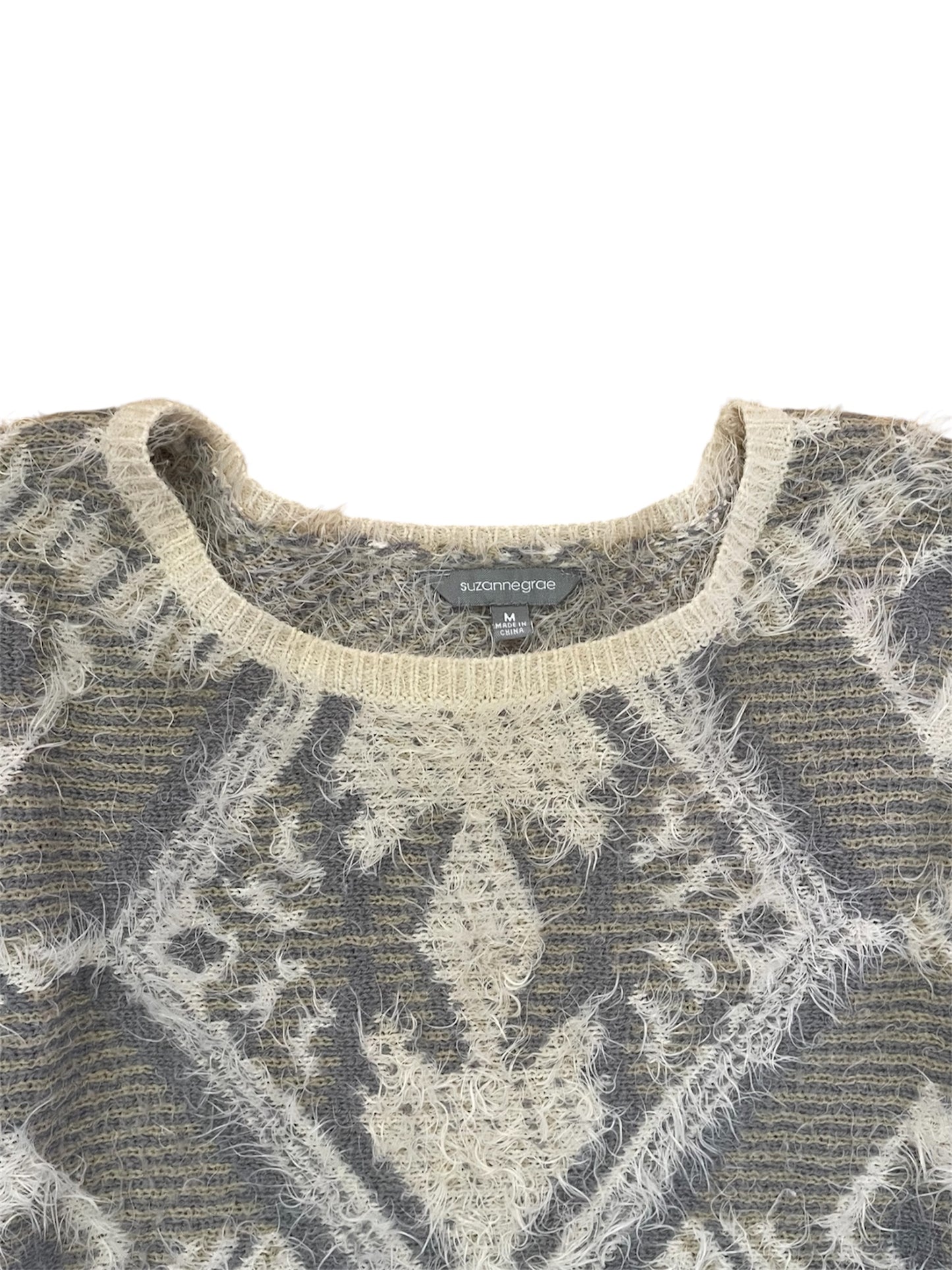 Geometric Textured Knit Grey Tonal Jumper