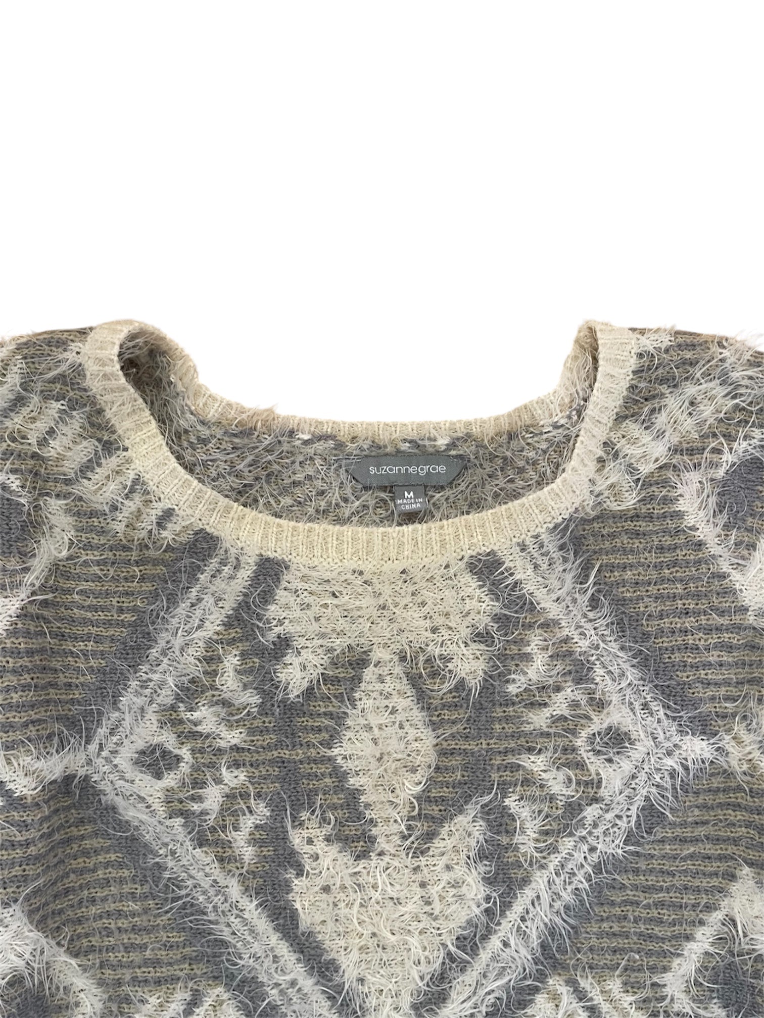 Geometric Textured Knit Grey Tonal Jumper