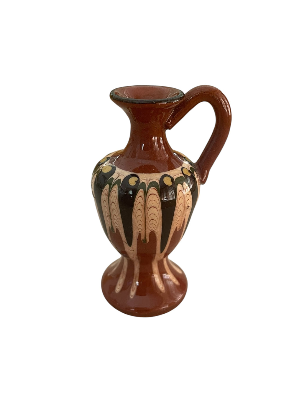 Vintage Bulgarian Troyan Pottery Miniature Urn