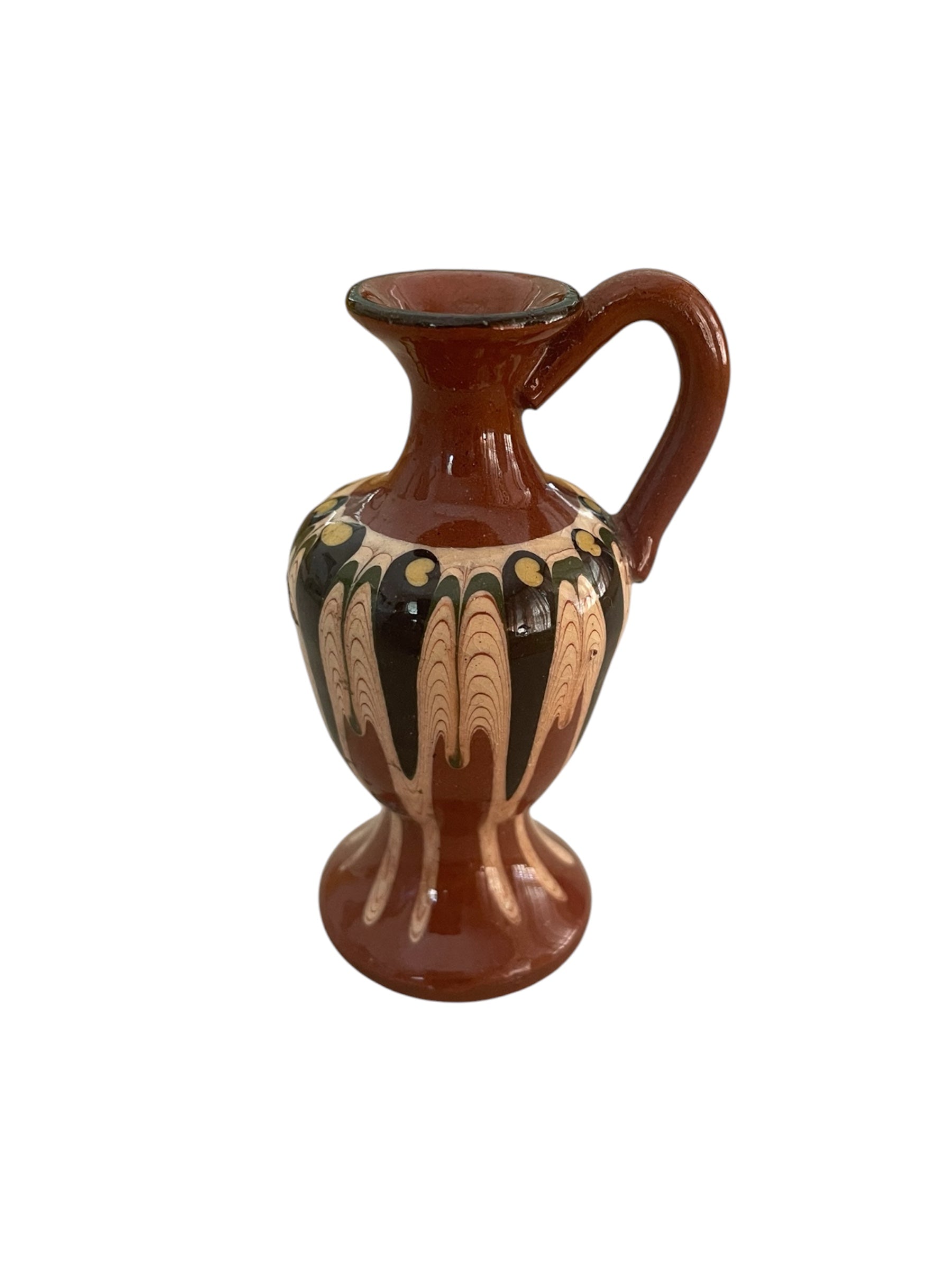 Vintage Bulgarian Troyan Pottery Miniature Urn
