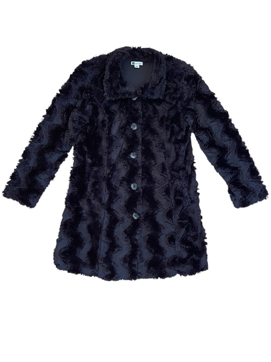 Black Faux Fur Coat with Button up front Sz 10