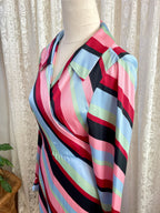 ASOS DESIGN Retro Stripe Maxi Dress – Long Sleeve Wrap Size AU 14