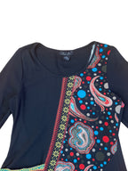Bold pattern asymmetric mini dress/top