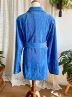 BNWT Daisy Street Blue Cord Belted Blazer Jacket • 90s Retro Ribbed Velvet Look Longline Coat