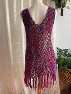 Recycled silk crochet sleeveless mesh dress/top
