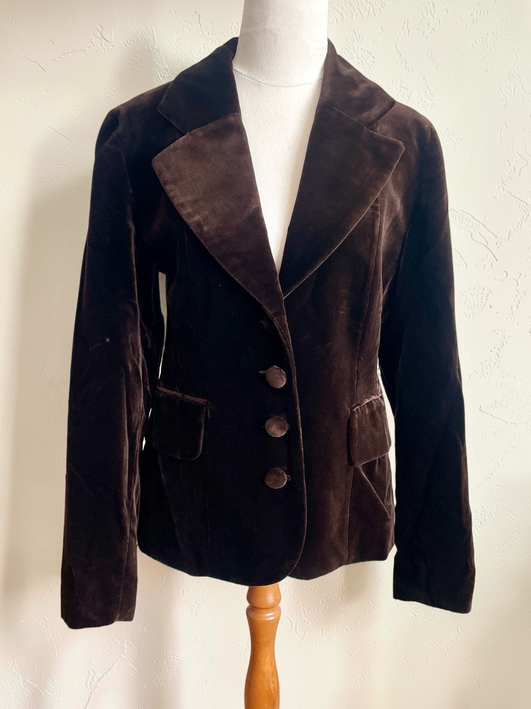Vintage 90s N&B Classic Brown Velvet Blazer (Made in Spain) - Size AU 12