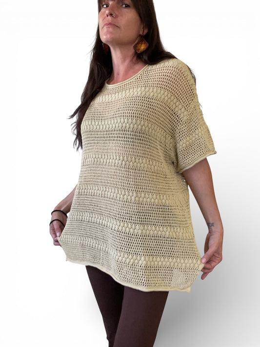 Pre-Loved Beige mesh top - Sz L
