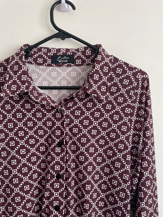 Retro Geometric Pattern Long Sleeve Shirt