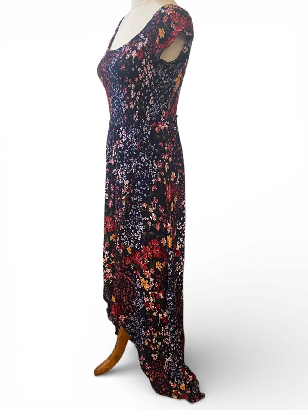 Navy Floral off shoulder dress with front split