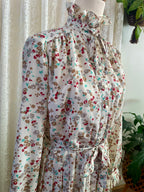 Vintage Alexon Sportset British Prairie Dress – High Neck Ruffle Floral Midi - Sz 12
