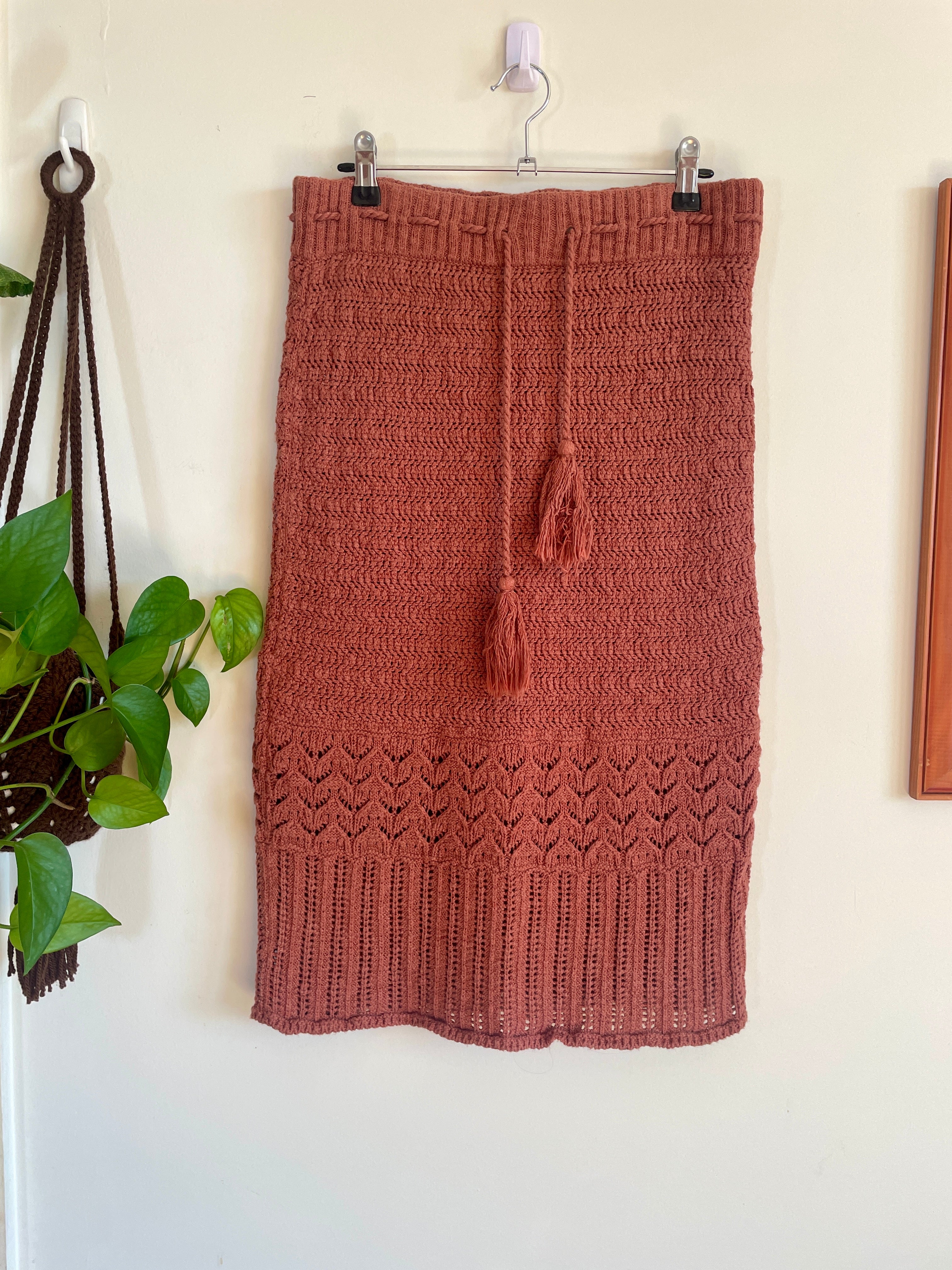 Ghanda Brown Knitted Pencil Skirt