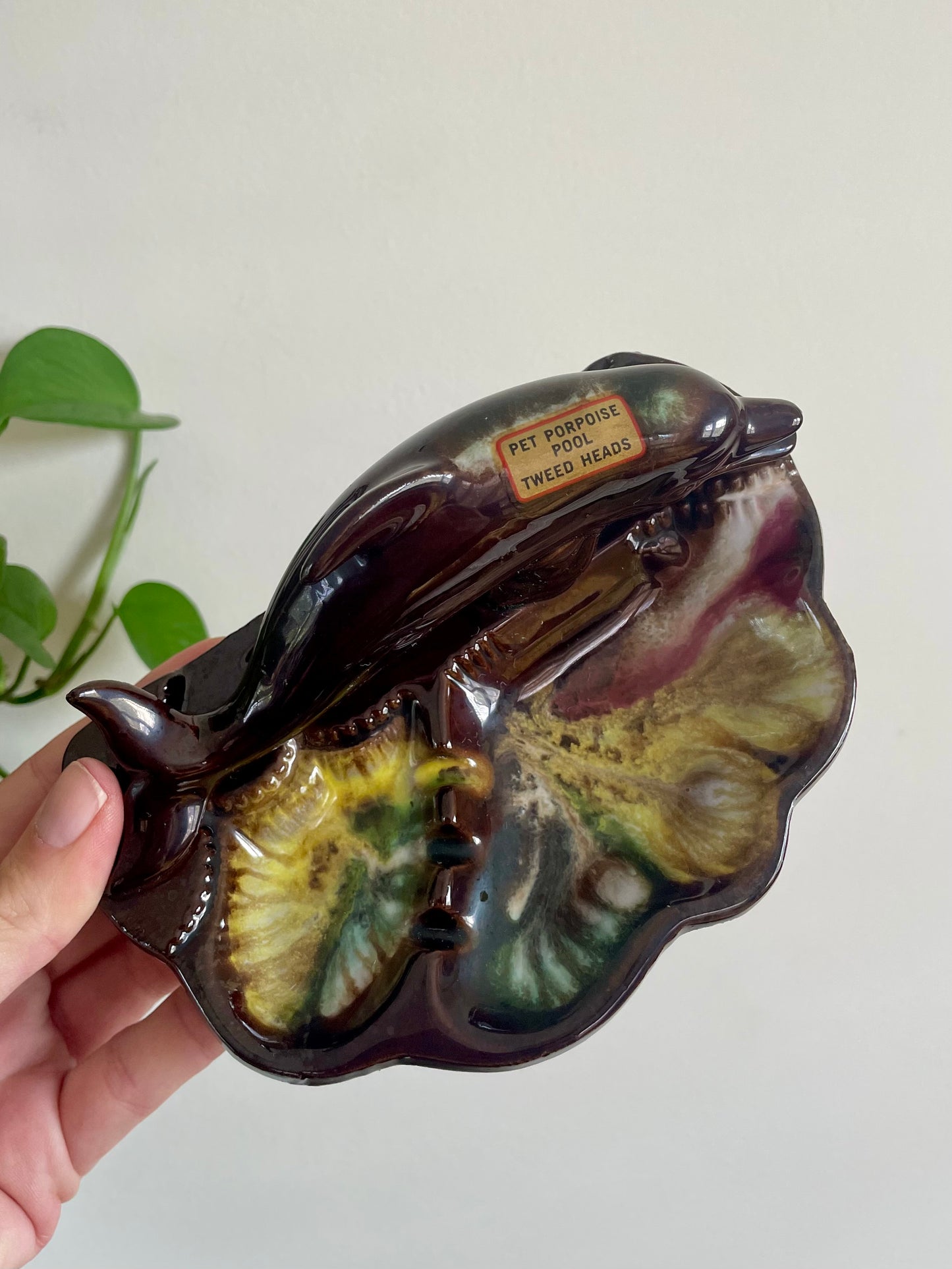 Vintage Ceramic Tweed Heads Dolphin Ashtray