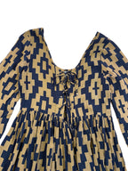 Brown & Black Geometric Print L/S Mini Dress