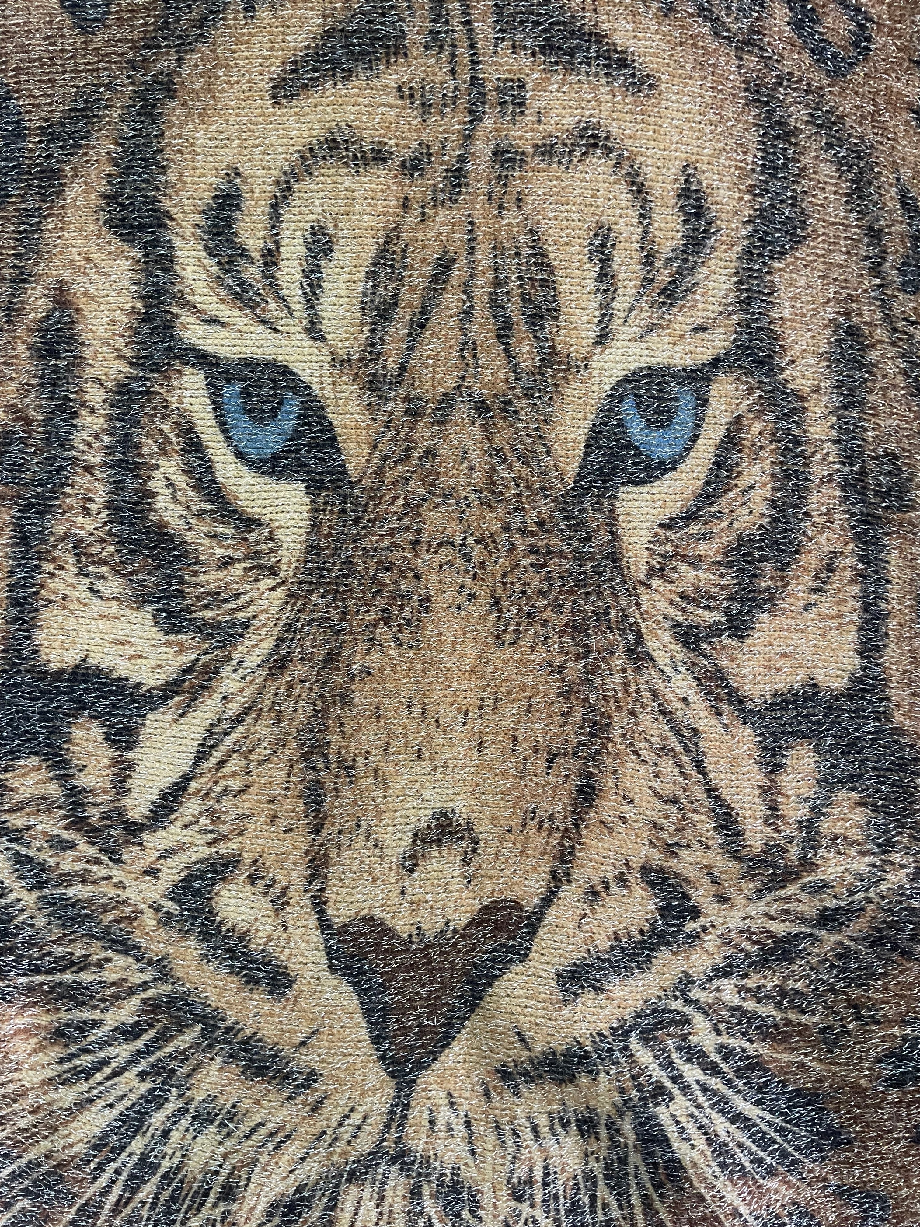 Tiger print poncho with fringe