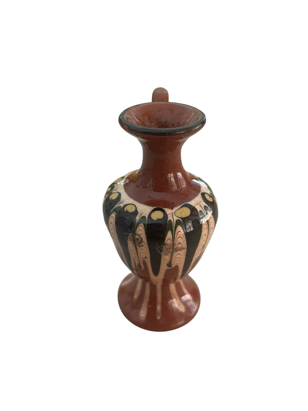 Vintage Bulgarian Troyan Pottery Miniature Urn