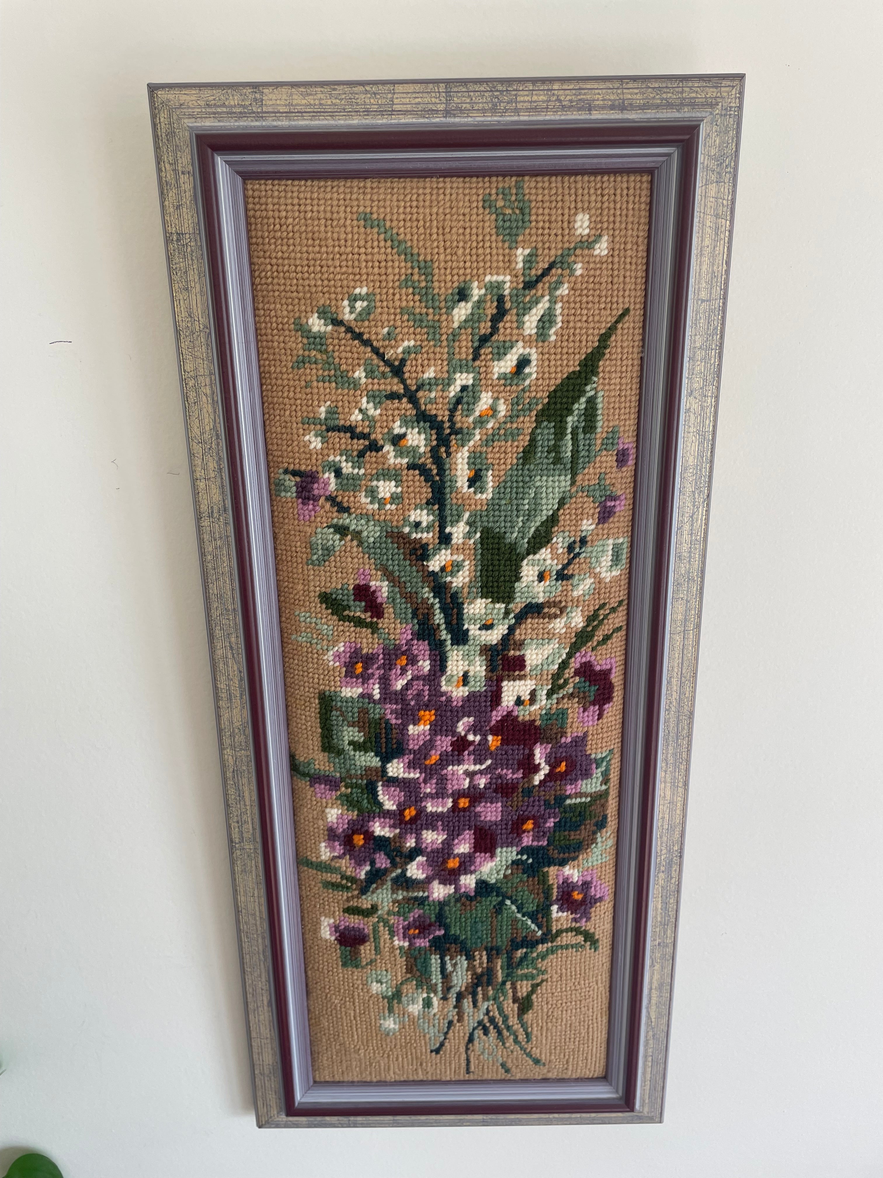 Vintage Floral Tapestry in Purple Frame