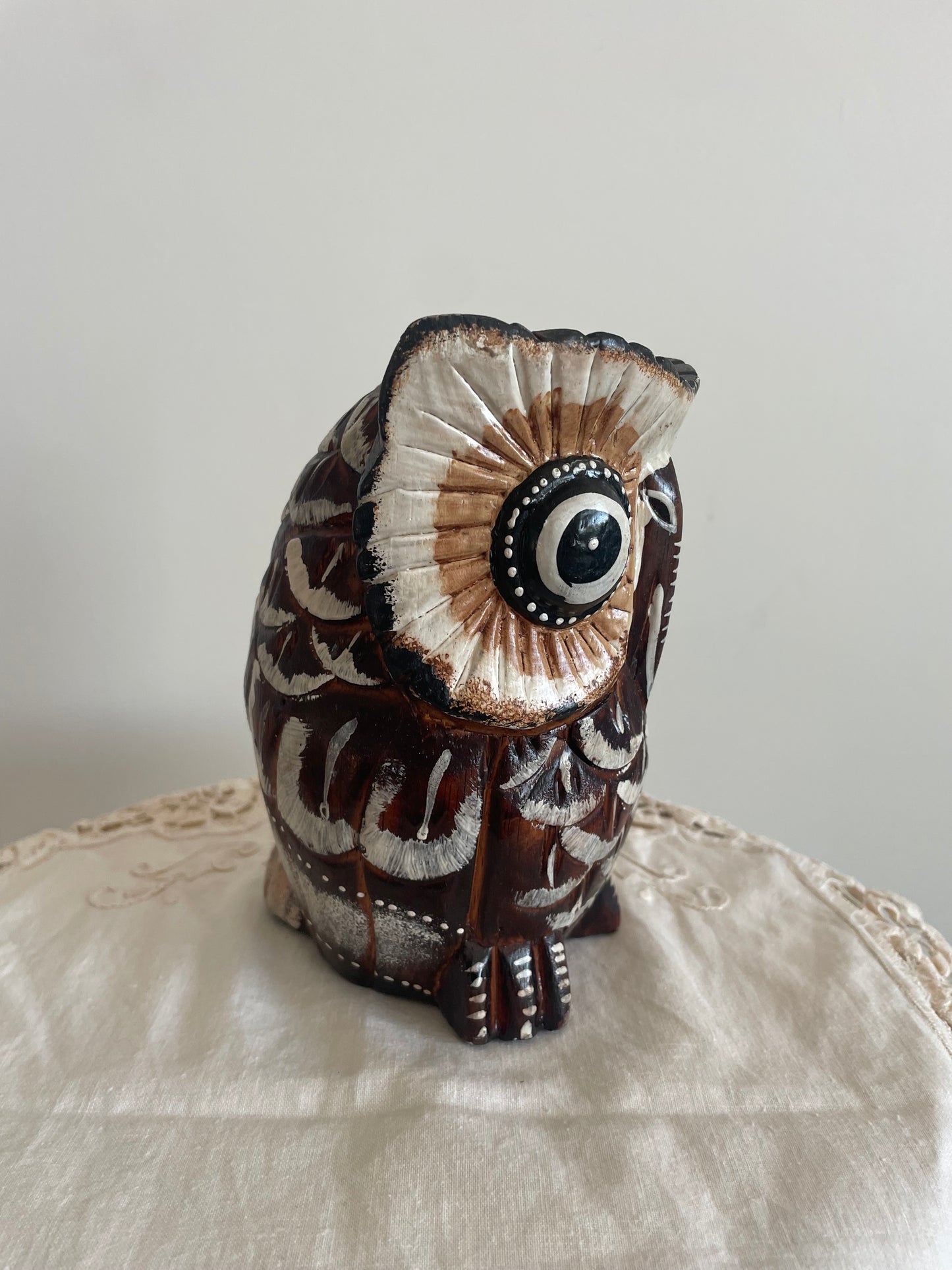 Carved Rustic Wooden Owl Statue