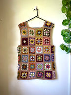 Crochet granny square open vest