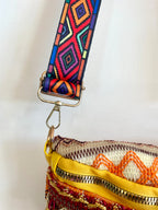 Boho Crossbody Bag w/ Thick Geometric Strap & Tassels