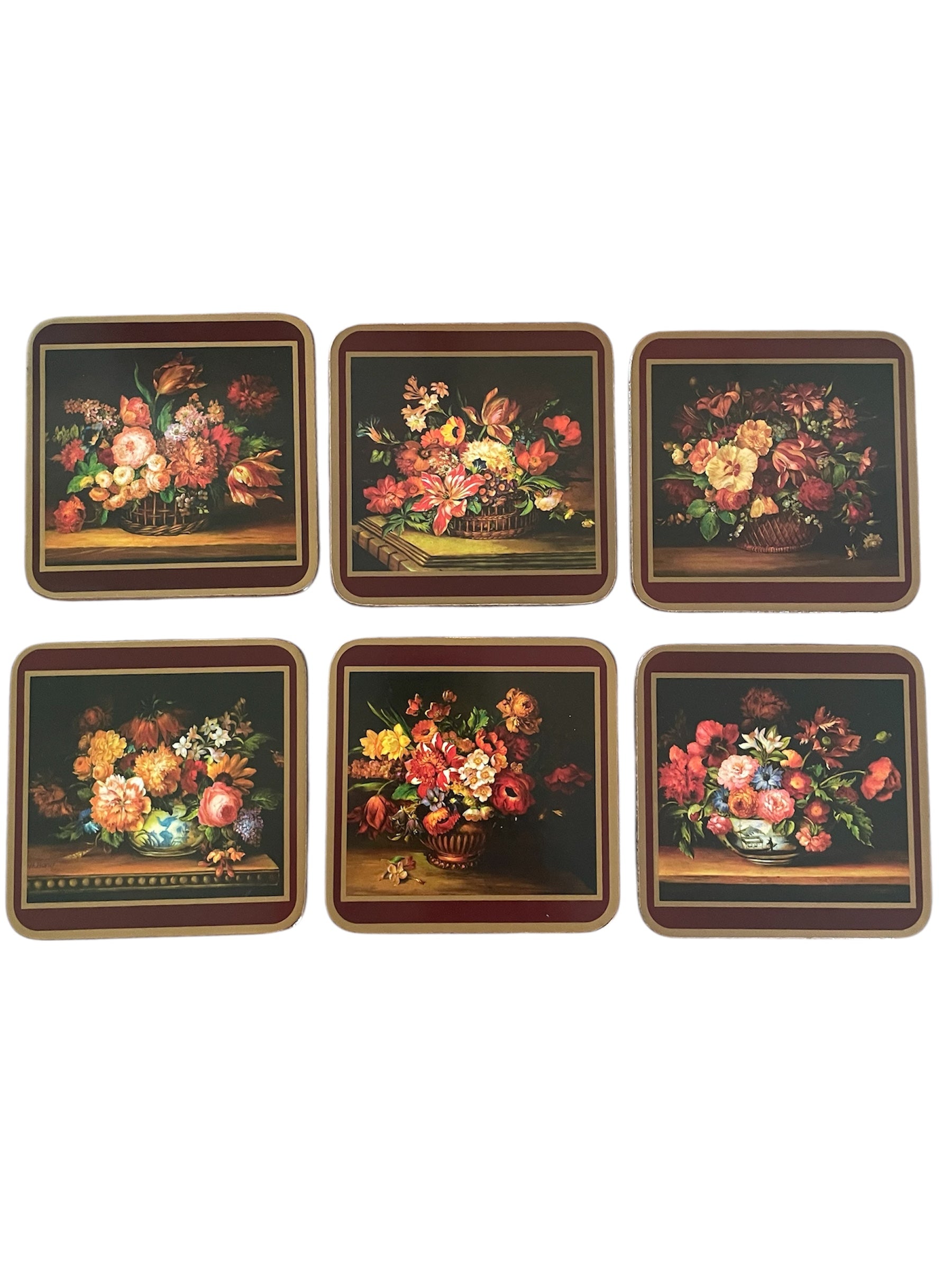 Vintage Pimpernel “Flemish Flowers” SQUARE Drink Coasters