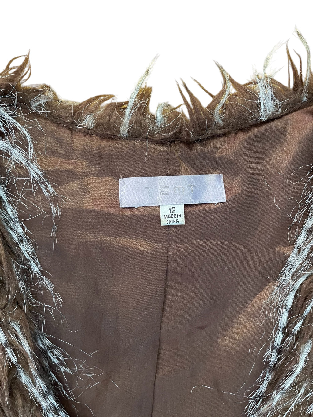 Faux Fur Brown Cropped Vest - Sz 12