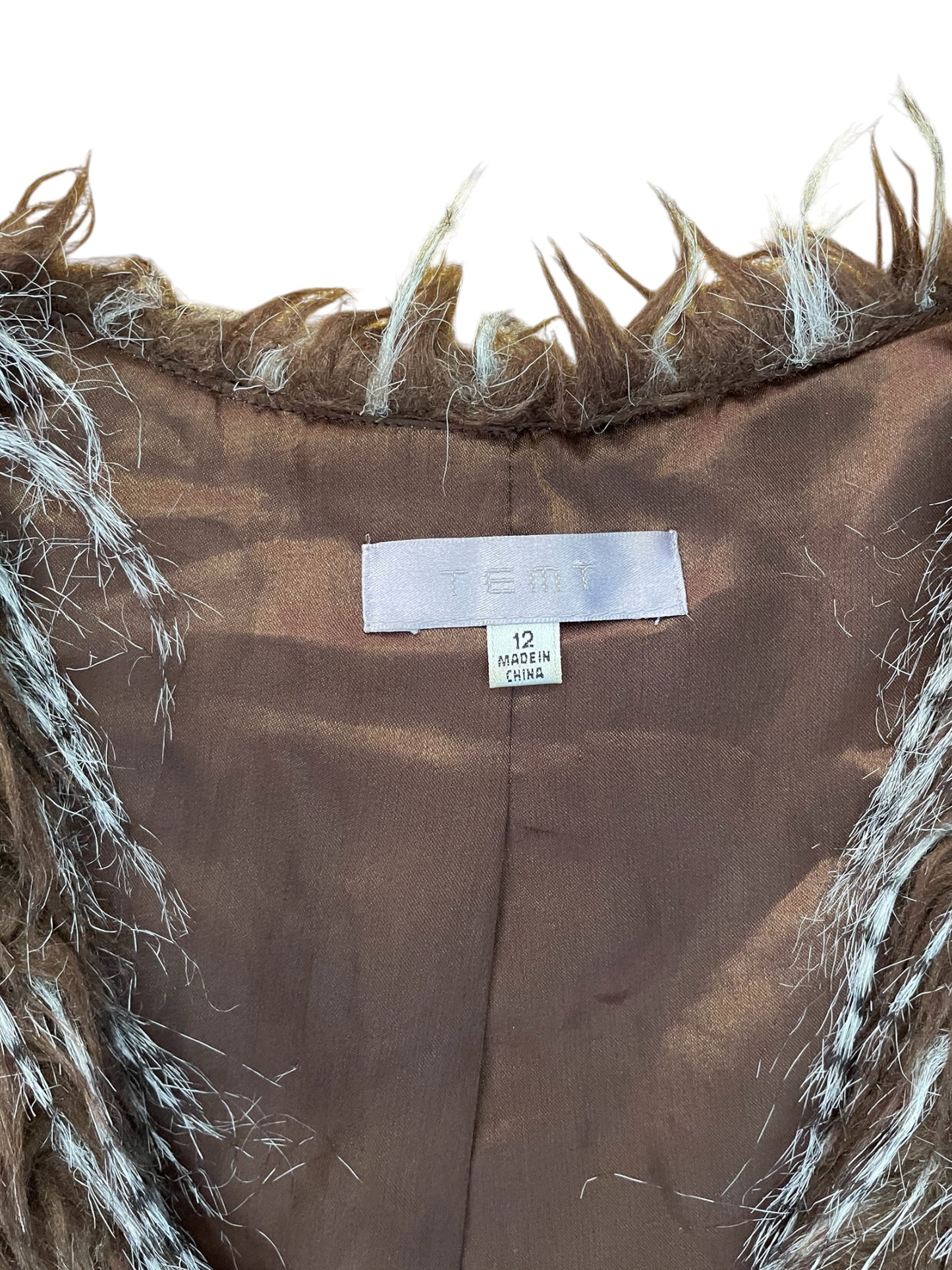 Faux Fur Brown Cropped Vest - Sz 12