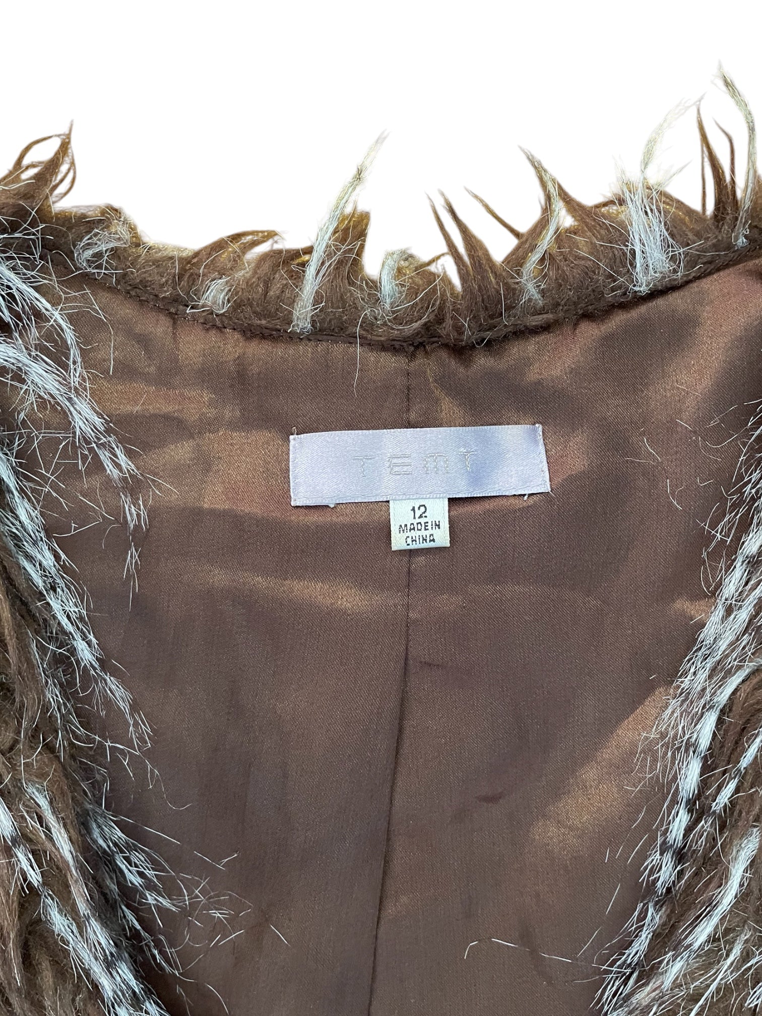 Faux Fur Brown Cropped Vest - Sz 12