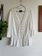 White Peasant Style Long sleeve blouse