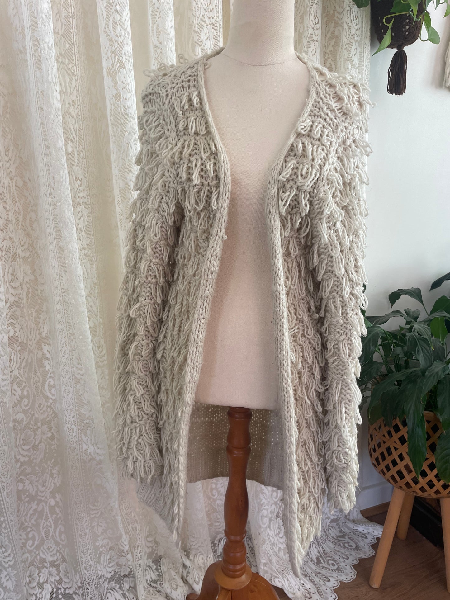 Loopy Mid Length Knit Cardigan