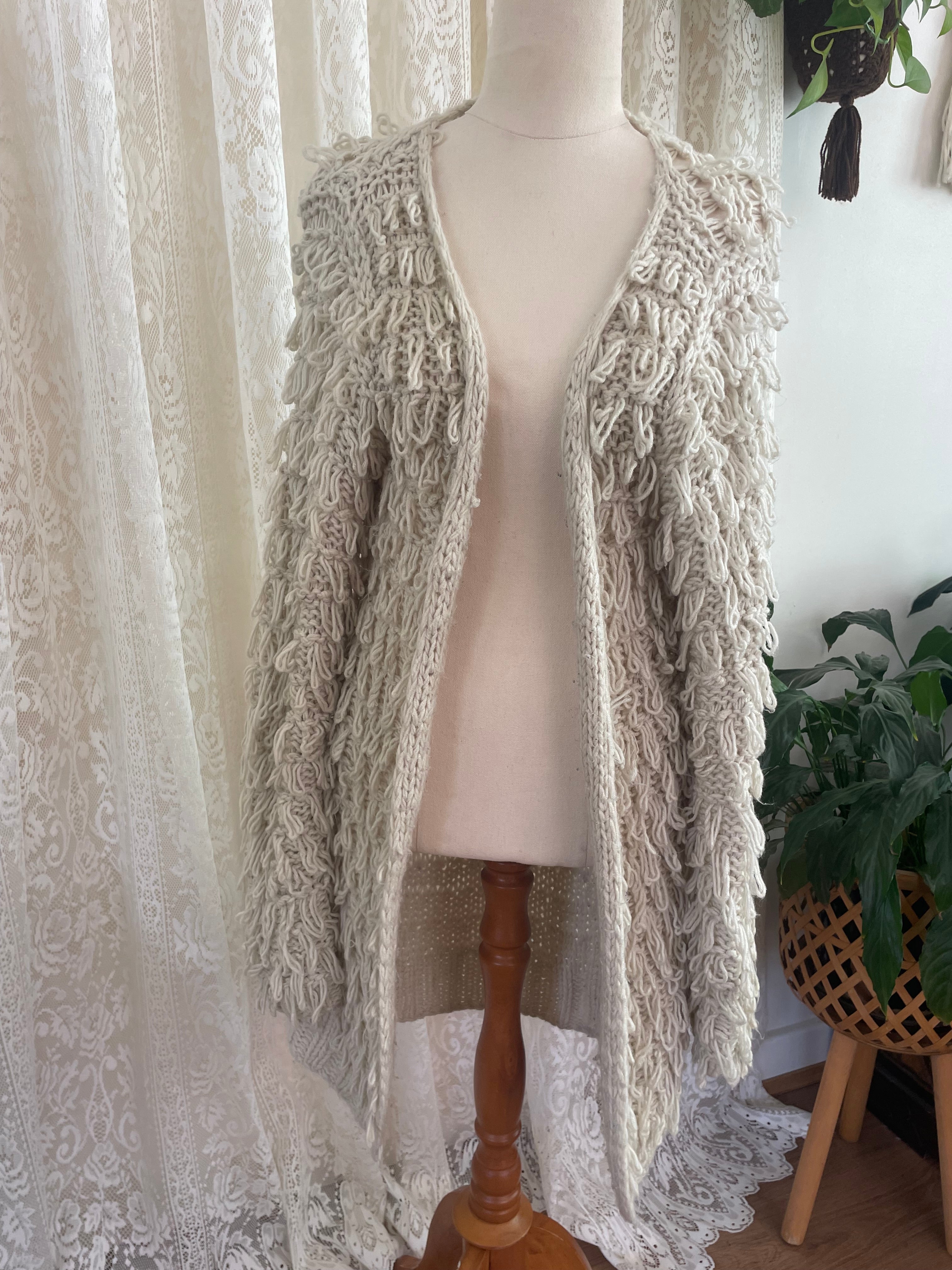 Loopy Mid Length Knit Cardigan