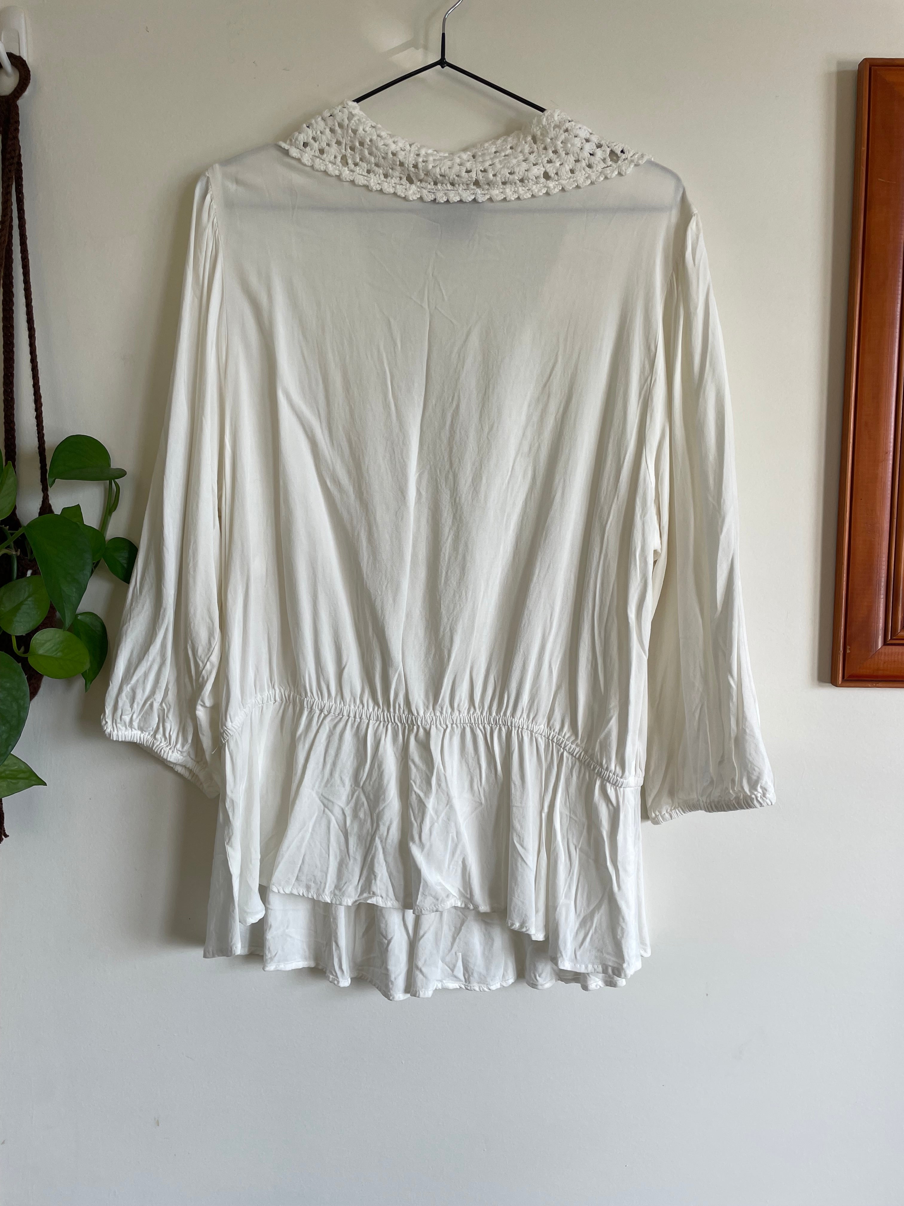 White Peasant Style Long sleeve blouse