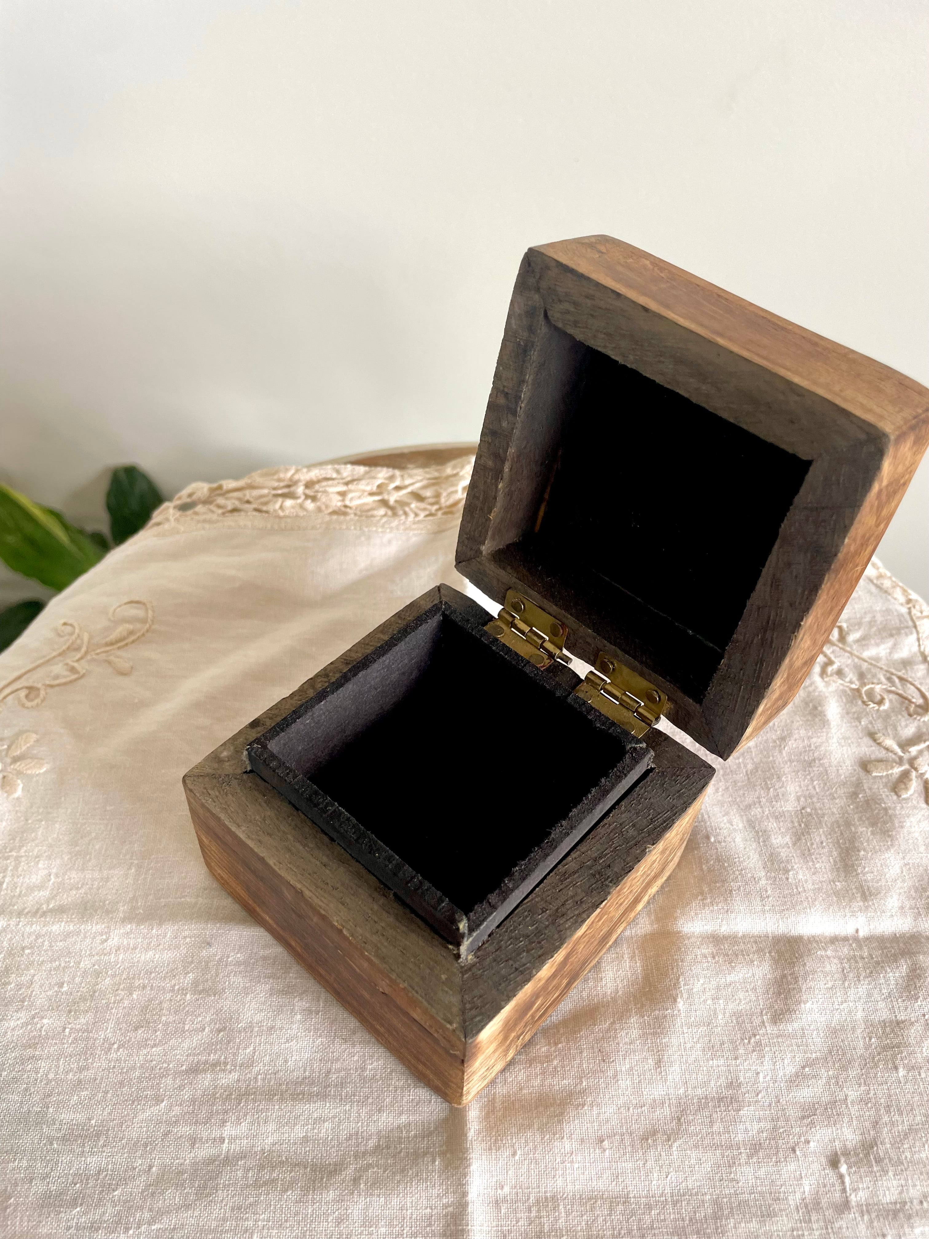 Hand Carved Small Wooden Trinket Box