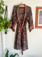 Tree Of Life Floral Wrap Kimono Dress / Robe