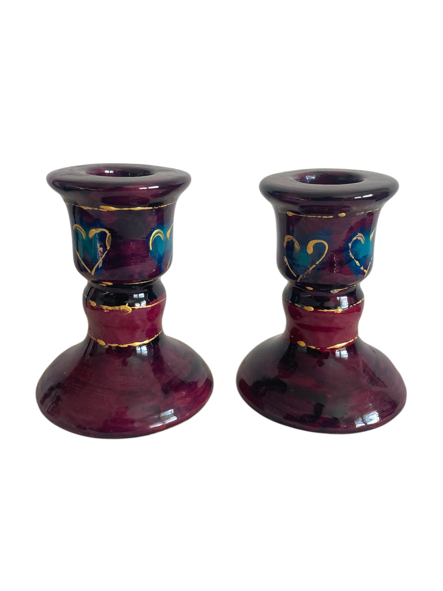Y2K Gothic Purple Heart Candlestick Holders