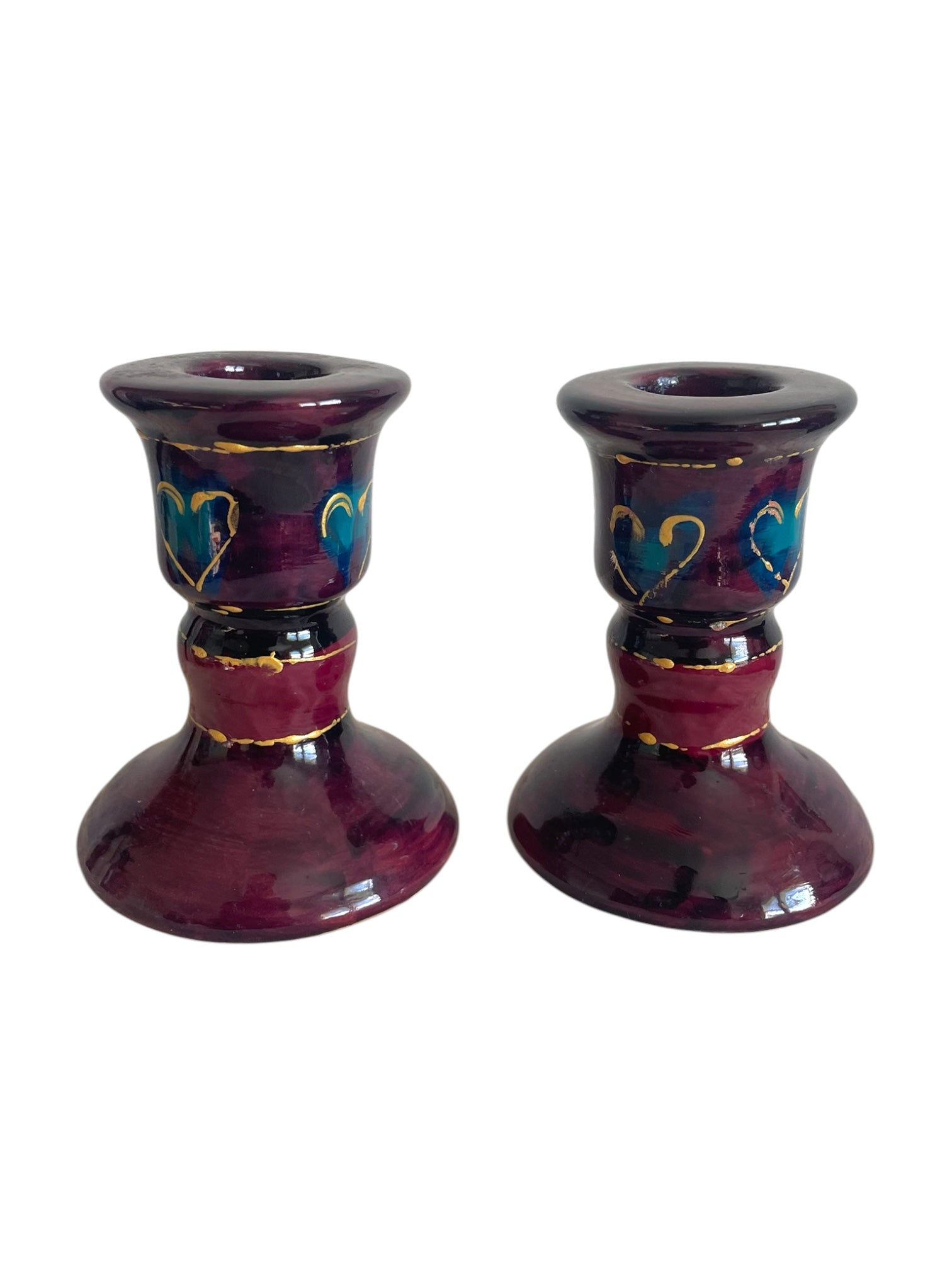 Y2K Gothic Purple Heart Candlestick Holders