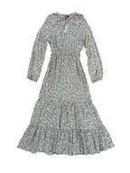 Long Sleeve Sage Paisley Print Dress