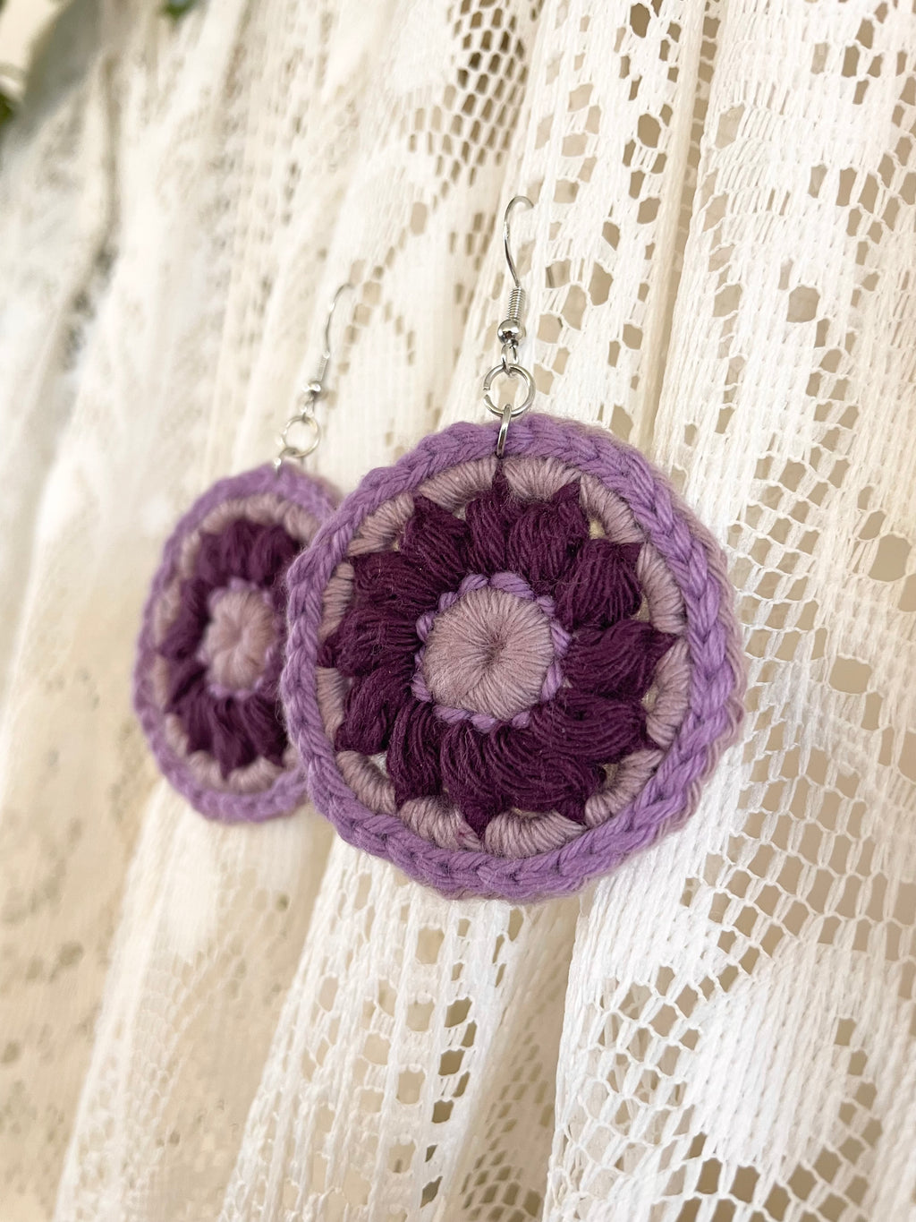 Crochet Mojo Moon Circle Earrings - Purple
