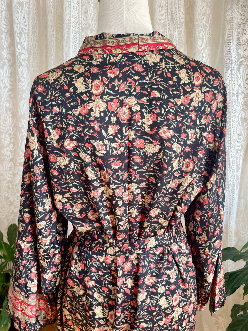 Tree Of Life Floral Wrap Kimono Dress / Robe