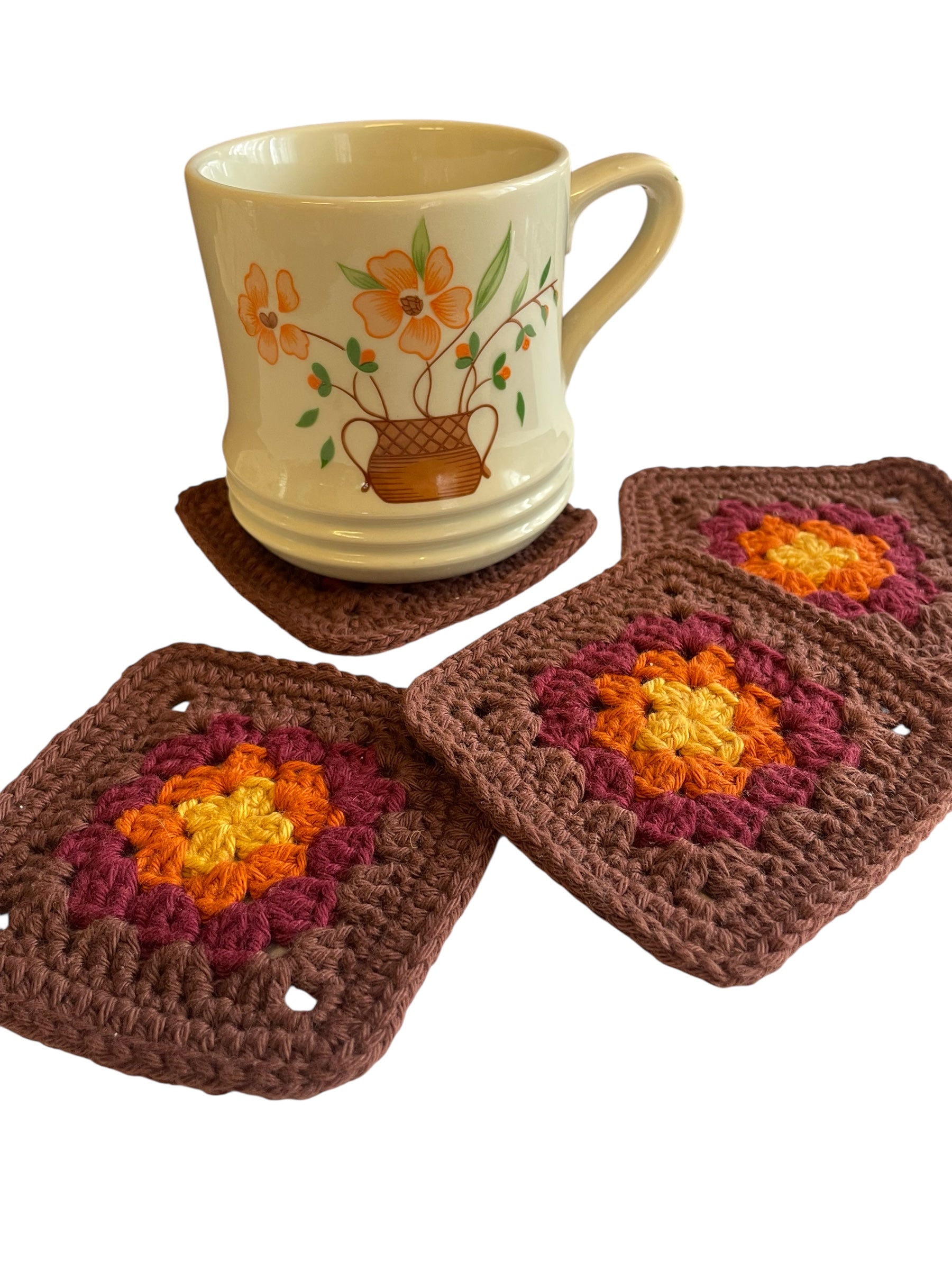Crochet Coasters Set of 4 Retro