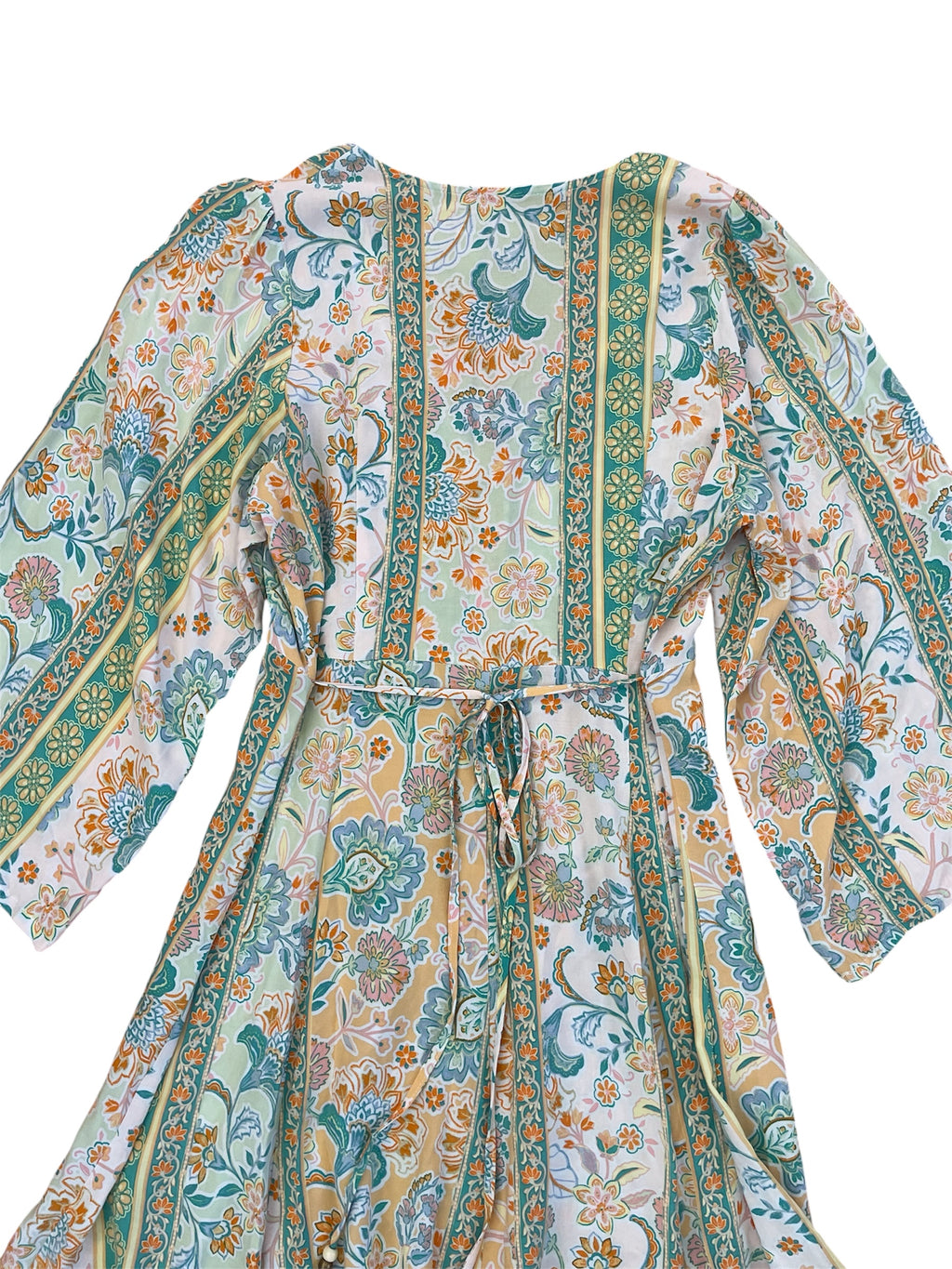 Pastel 3/4 sleeve Lightweight Patterned Dress with Button up Front