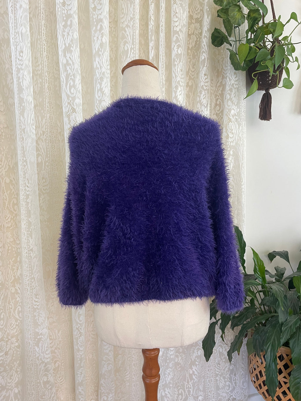 Purple Fluffy 1/2 sleeve Cropped Bolero