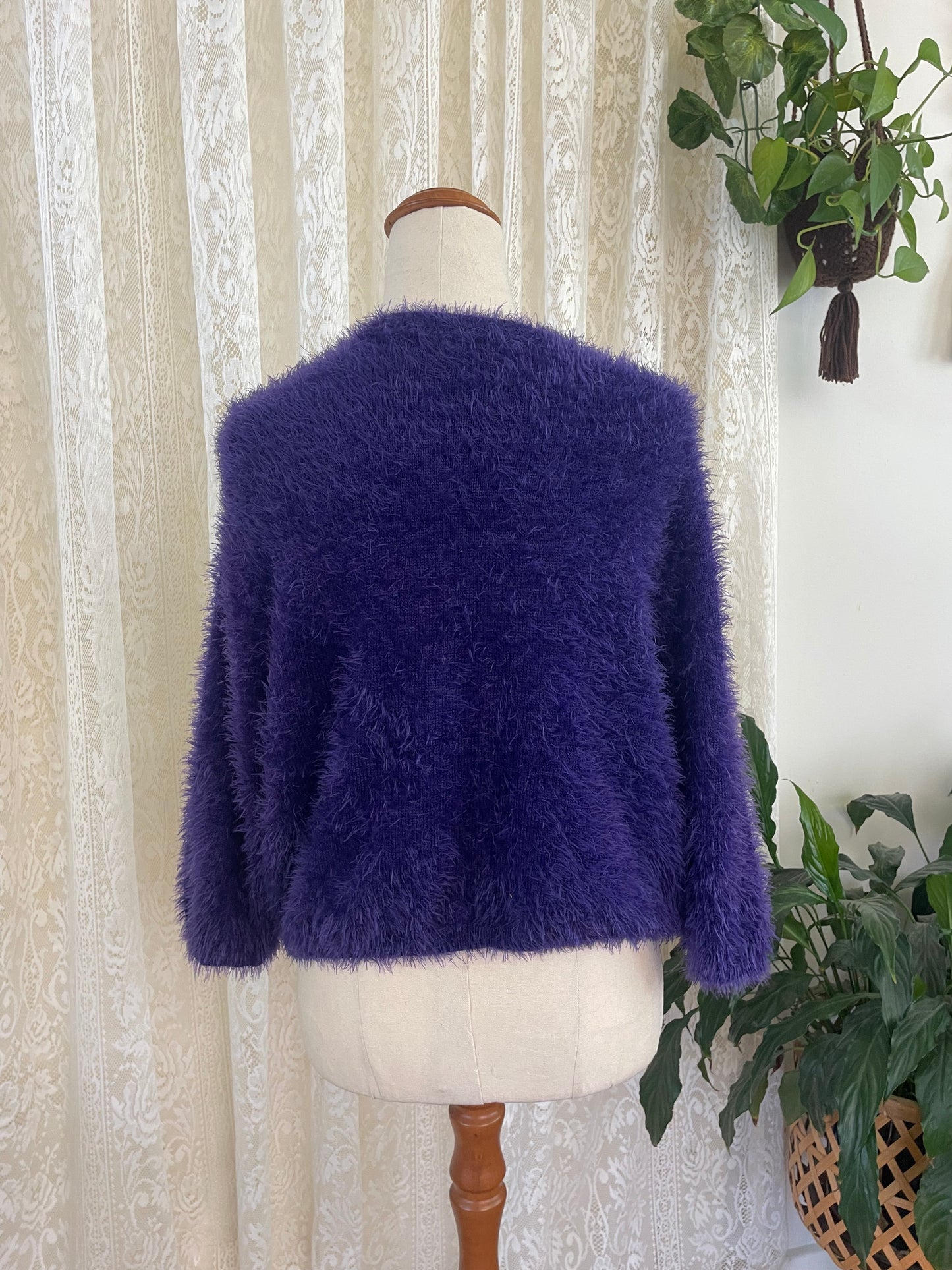 Purple Fluffy 1/2 sleeve Cropped Bolero