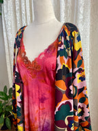 Tu Women Abstract Floral Midi Dress – Button Down Kimono Duster - Sz 12