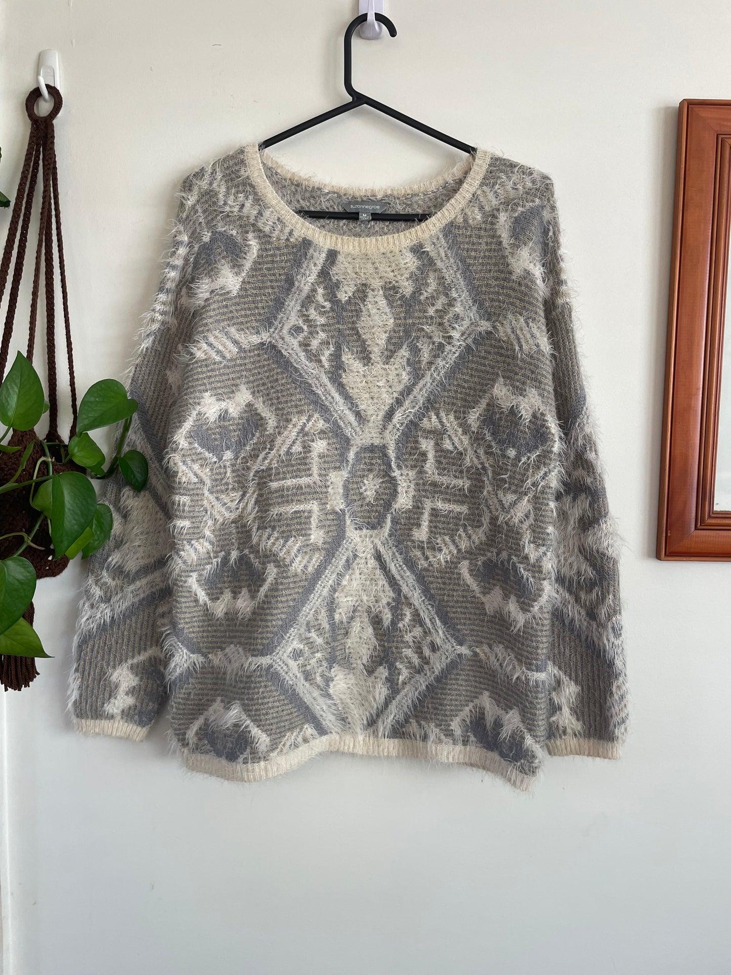 Geometric Textured Knit Grey Tonal Jumper