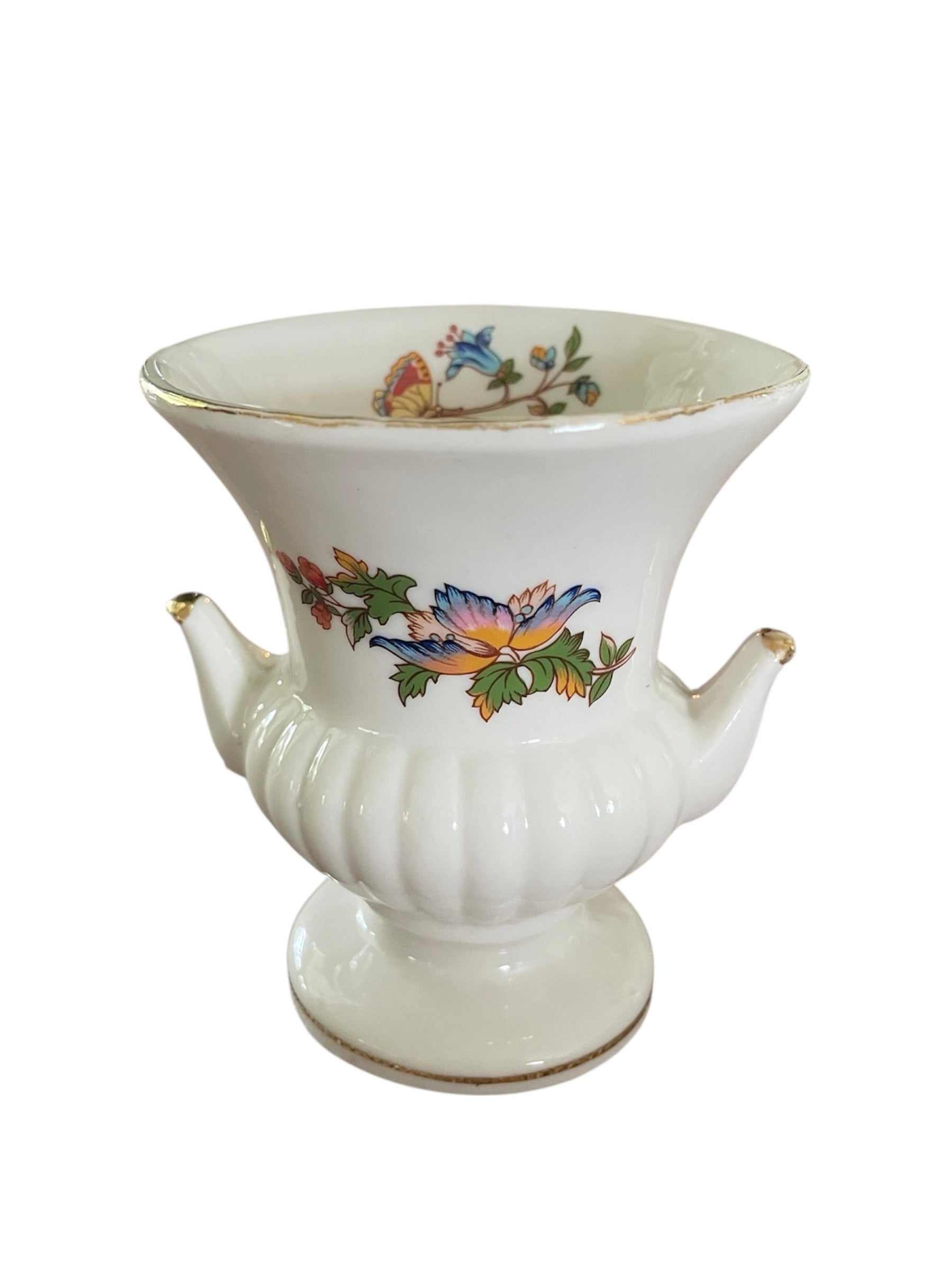 Small Floral and Butteryfly motif Urn shaped vase