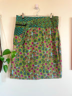 Bold Print Adjustable Wrap Skirt with Pocket - Green