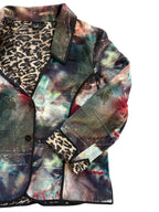 Velveteen Multicoloured Jacket with Leopard Print Lining