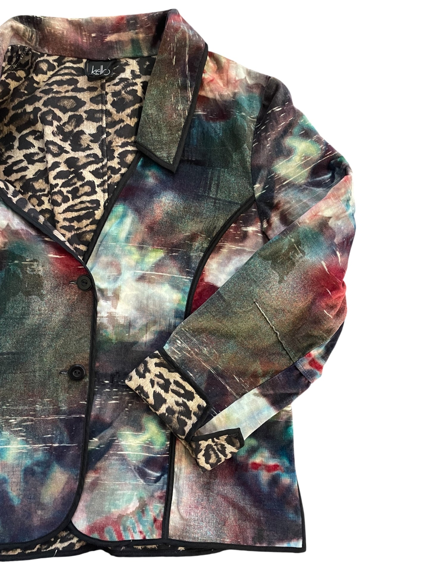 Velveteen Multicoloured Jacket with Leopard Print Lining