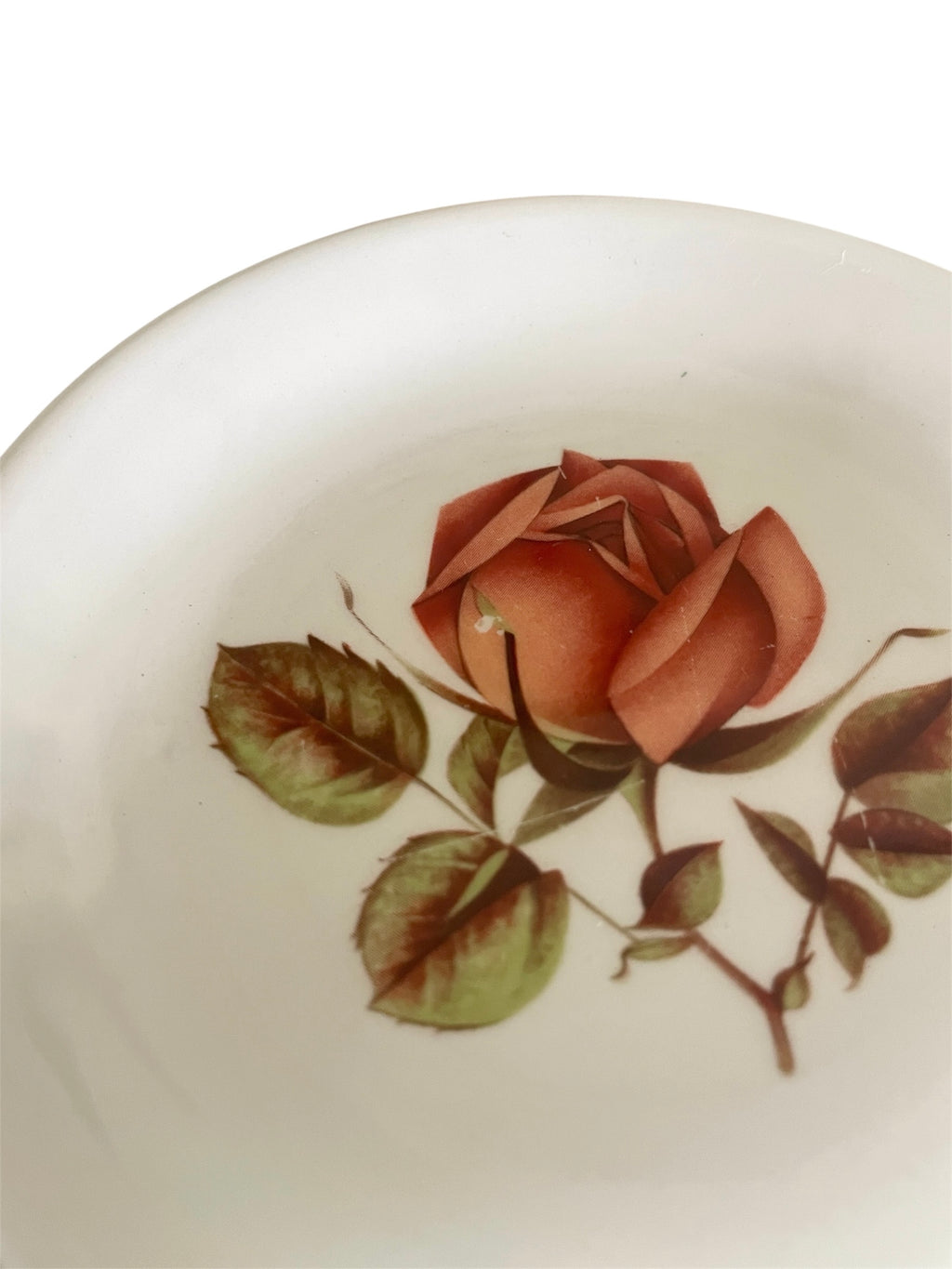 Red Rose Bowl and Trinket Dish Set of 2 VTG