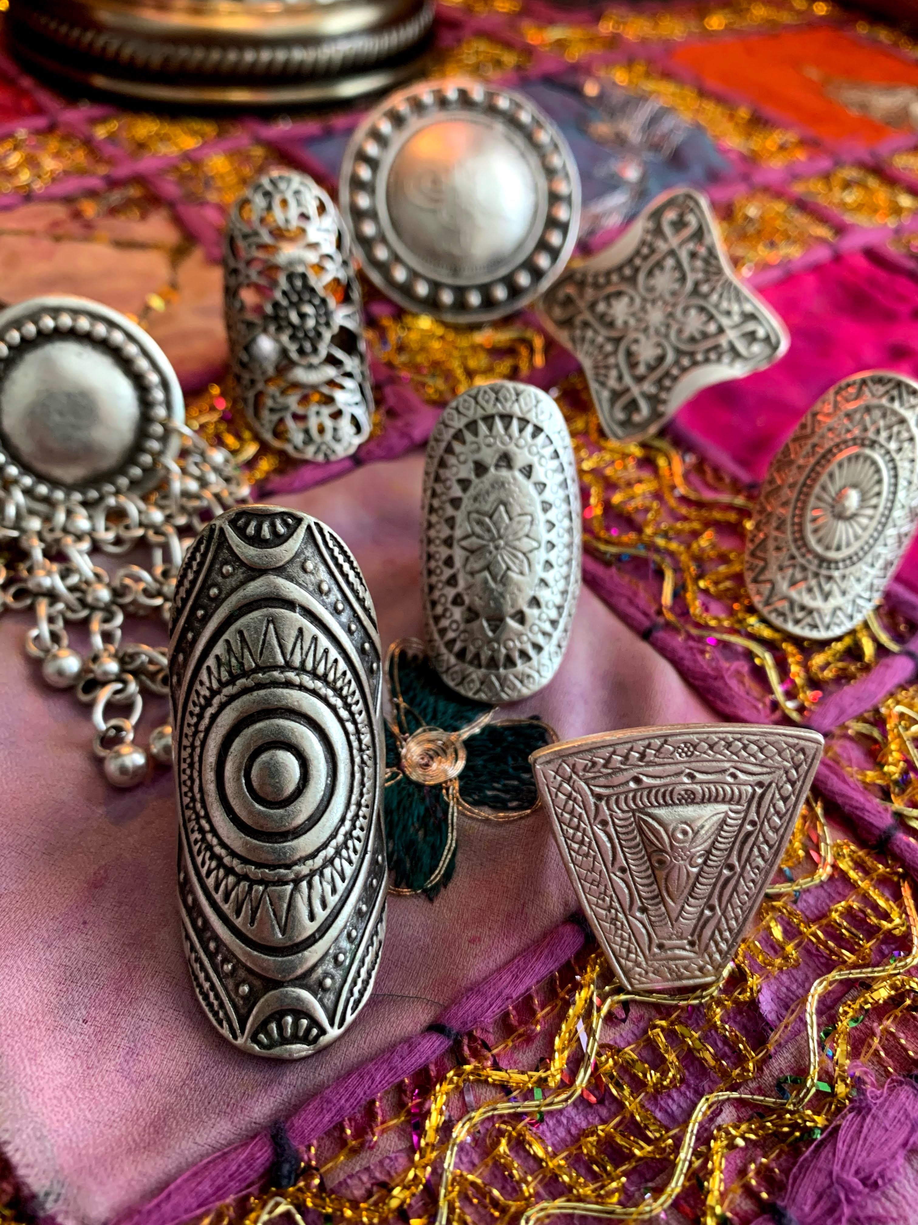Large circle turkish adjustable chunky ring